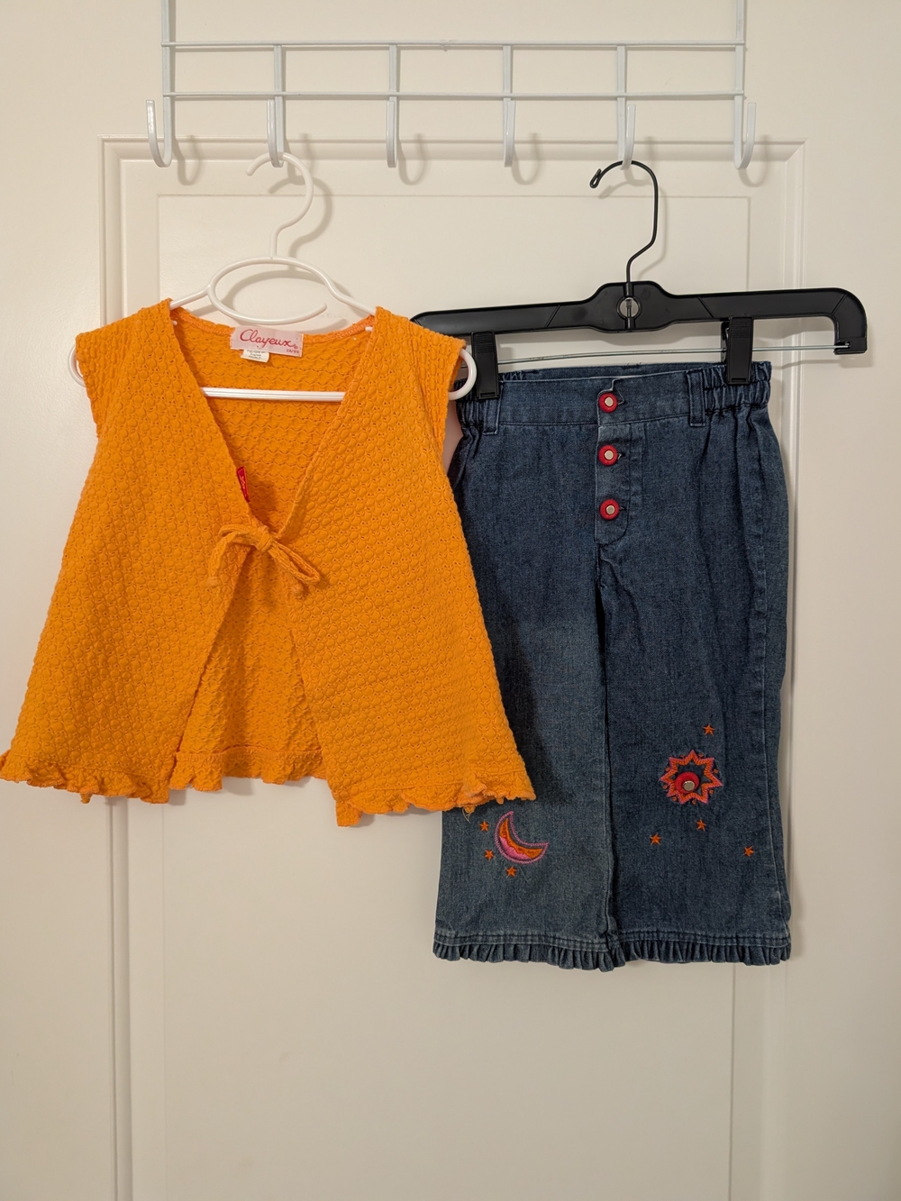 Vintage Clayeux France Girls Size 2 Boho Celestial Denim 2pc Outfit